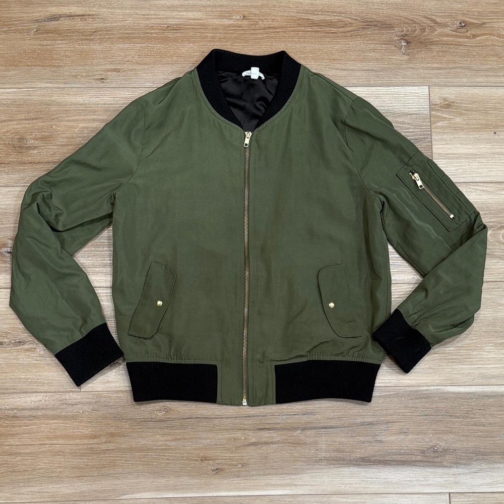 Olivia Grey Olive Bomber Jacket